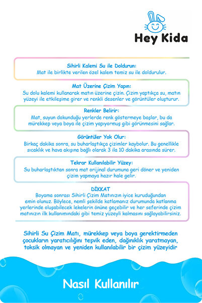 Heykida Unicorn Sihirli Su Çizim Matı 80*60 Cm