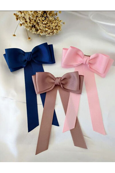 Atılgan Grp Set de 3 catarame cu panglică - violet, albastru sax, roz pudrat