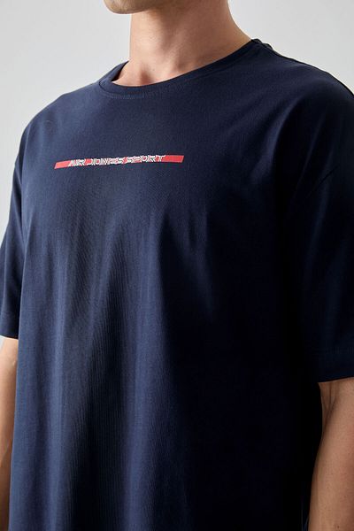 AIR JONES Μπλε Navy 100% βαμβακερό ανδρικό μπλουζάκι με μαλακή υφή με στάμπα - 88358