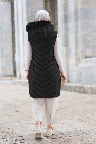 LOCCO Чорна надувна куртка з капюшоном - Жіноча