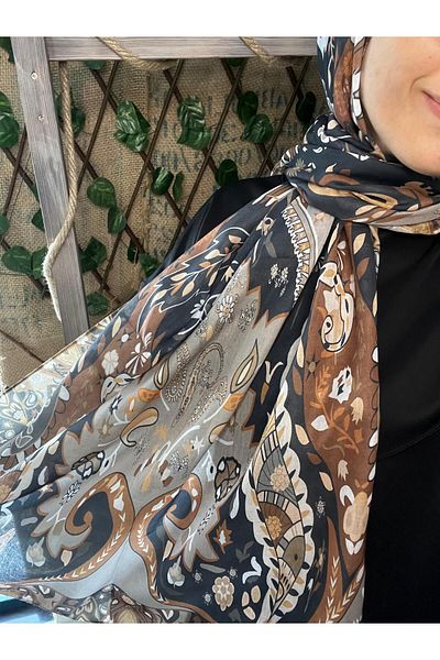 Merwiss Etro Ethnic Patterned Cotton Soft Black Shawl