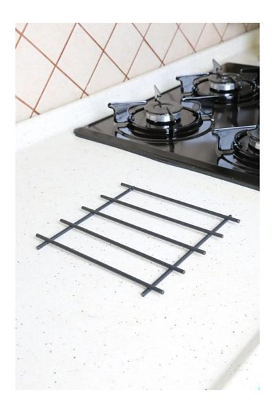 homecraft Black Metal Trivet - 1-Piece Countertop Square Base Teapot Pot