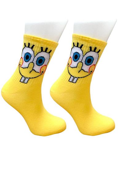 AL Bİ 90LIK Spongebob Printed Stylish Colorful College Socks