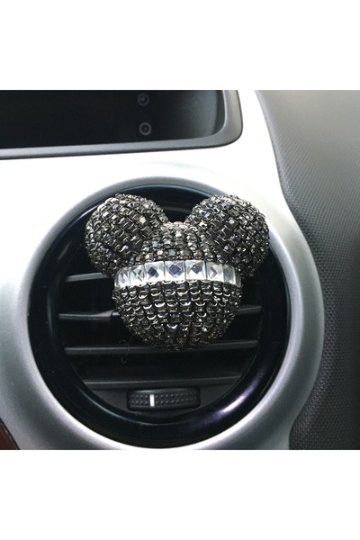 Blingston معطر هواء للسيارة بمشبك تنفيس من كريستال ستون باندا باللون الأسود