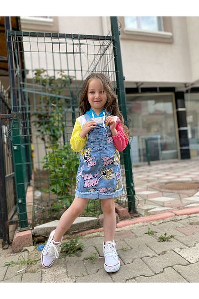 Minigimin Cicileri Cicis of My Mini TVJ-Tom and Jerry Printed jumpsuit salopet 2-piece set - Light Blue