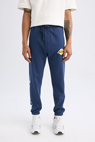 DeFacto Los Angeles Lakers Fit Jogger Sweatpants with Pockets and Elastic Waist Legs X9631Az24Au