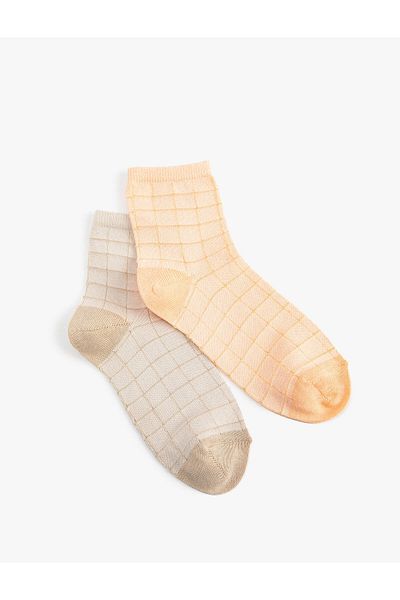 Koton Checkered Set of 2 Socks Multicolored