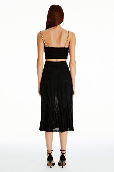 rue Чорний трикотажний топ - з ланцюжковими бретелями