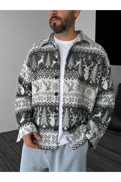BYBASICMAN Black Christmas Patterned Lumberjack Shirt C-1728
