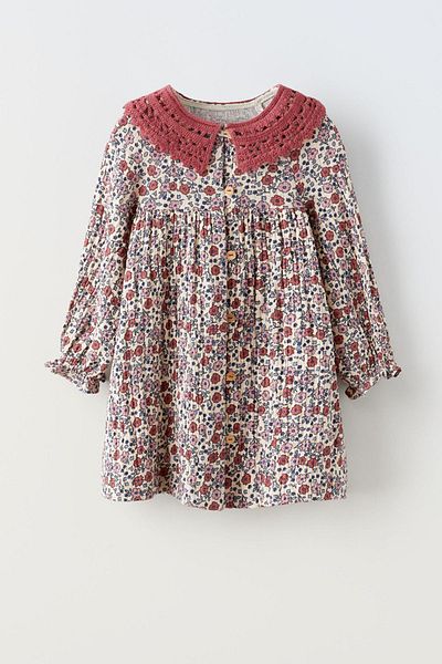Monila Rochie pentru fete de sezon nou cu guler detaliat cu imprimeu floral