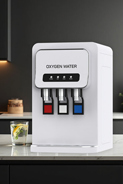 OXYGEN WATER Tezgah Üstü Arıtmalı Su Sebili - Sıcak Soğuk Ve Normal Su Çıkışlı 3 Musluklu Arıtmalı Su Sebili