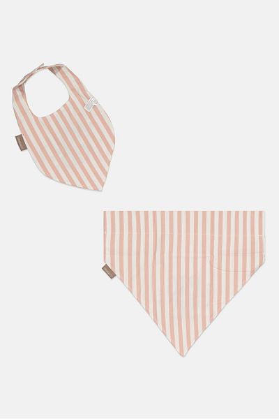 Demdaco Toddlers Girl Bibs Stripe Bandana Bib Set, Pink Combo