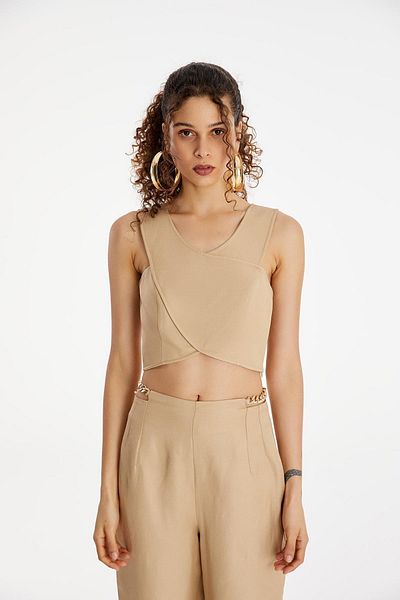 rue Μπεζ Crop Strap Bustier