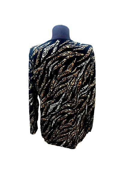 DNC Long Sleeve Combed Cotton Blouse Leopard Pattern Winter
