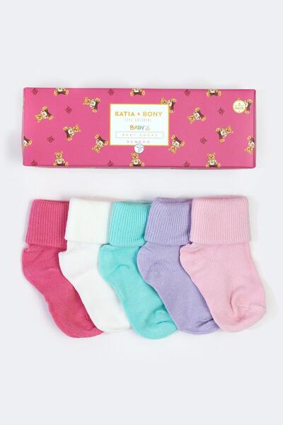 Katia&Bony 5'li Paket Yenidoğan Bambu Bebek Çorap Renkli