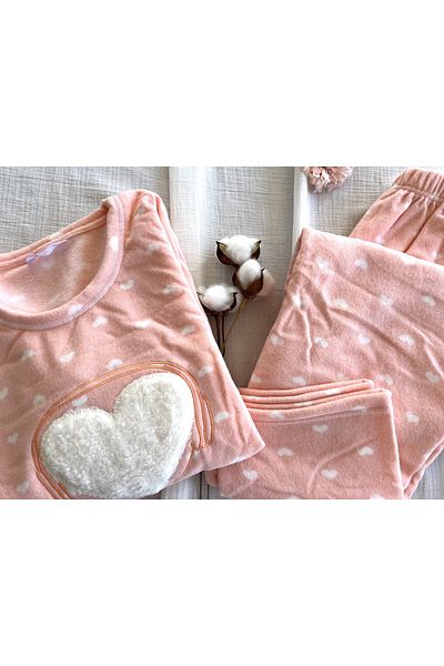 Sude Fleece Fabric Long Sleeve Pajama Set - Sude