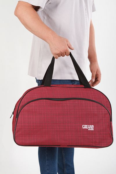 GreandBags حقيبة رياضية بحجم المقصورة باللون العنابي للجنسين، حقيبة سفر للعطلات، حقيبة يد وكتف
