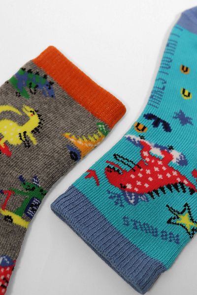 Katia&Bony Pack of 2 Dino Patterned Baby Socks