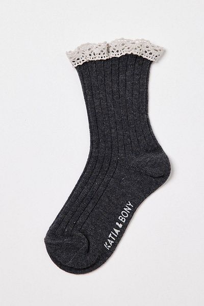 Katia&Bony Lacy Girl's Socks Dark Gray Melange