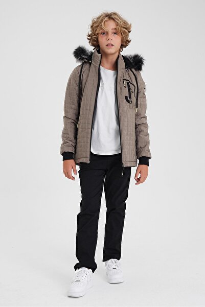 SİVAİST Water and Windproof Quilted Jacket for Boy - Detachable Hood