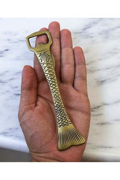 Attariye Accesoriu mare din alama cu forma de pește 18cm culoare aurie pentru restaurante