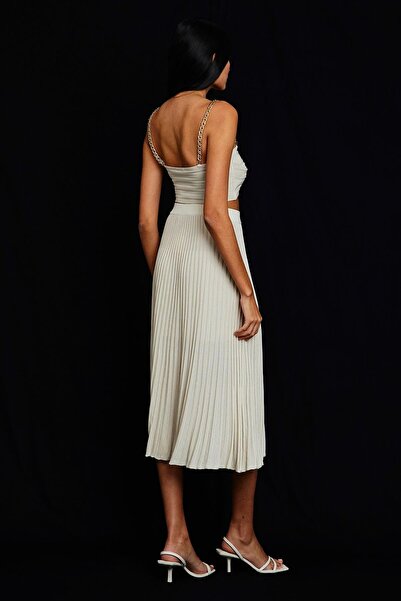 rue Трикотажний топ з ланцюжковими бретелями, екрю