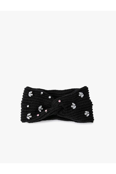 Koton Hair Band Knot Detailed Rhinestoned Velvet Elastic, knot detail, velvet...