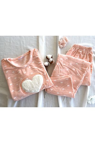 Sude Fleece Fabric Long Sleeve Pajama Set - Sude