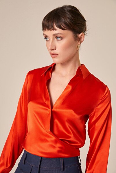 rue Bağlamalı İpek Crop Narçiçeği Gömlek Bluz