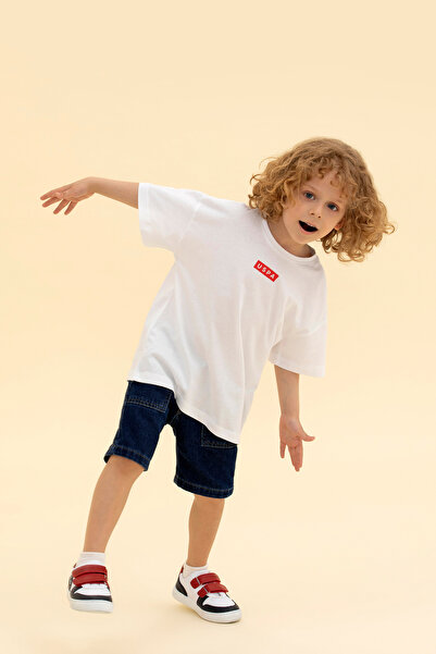 U.S. Polo Assn. Tricou alb oversize pentru băiat cu decolteu 50263287 -VR013