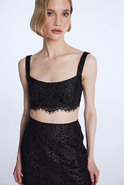 adL Mert Aslan Dantel Crop Bluz