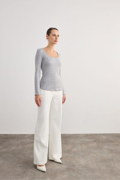 rue Μακρυμάνικη μπλούζα ελαστικό ύφασμα Γκρι Basic