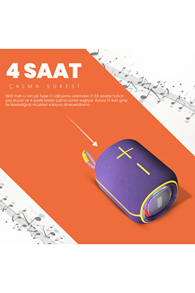 Moodix KI23KSV6 مكبر صوت بلوتوث، أرجواني، 10 واط، مقاوم للماء IPX6