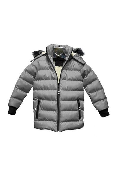 SİVAİST Gray Removable Hooded Furry Waterproof Boy's Coat&Coat