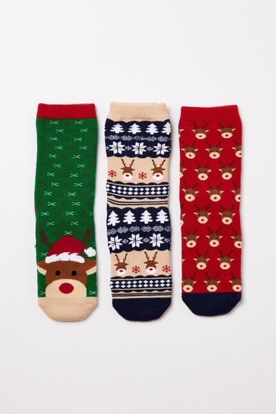 Katia&Bony Παιδικές κάλτσες Πρωτοχρονιάτικες με σχέδιο ελάφια, συσκευασία 3 τ...