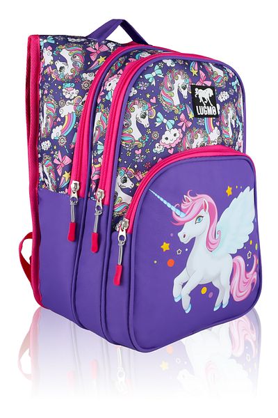 LUGMO Set de genți pentru școală primară Unicorn din 3 piese Geanta pentru fete căptușită mov