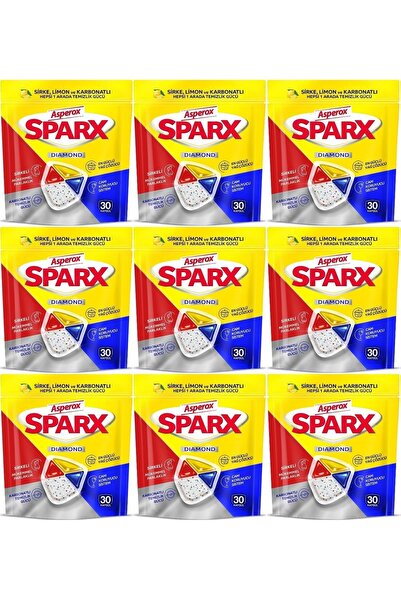 ASPEROX Sparx Bulaşık Makinesi Kapsülü 270 Adet Hepsi 1 Arada (Sirke-Limon-Karbonatlı) (9PK*30)