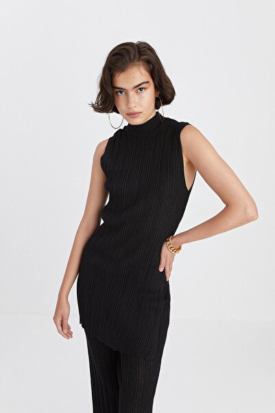 rue Μακριά μαύρη πλεκτή μπλούζα