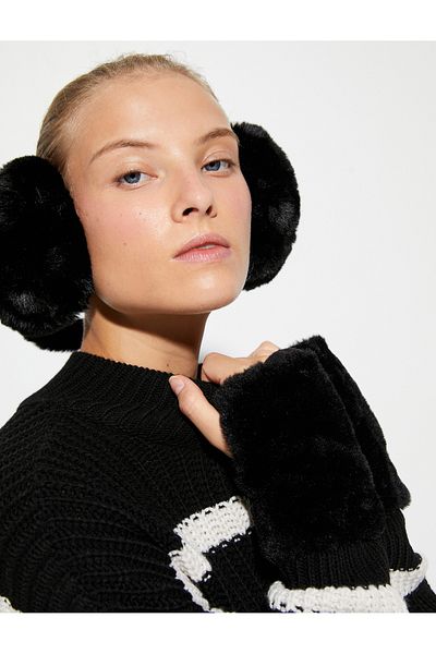 Koton Fingerless Faux Fur Gloves