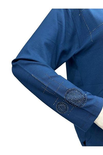 Moda Zeyn Bluză din bumbac pieptănat pentru mamă din țesătură cu trifoi brodat cu piatră cu model rotund - calitate de iarnă