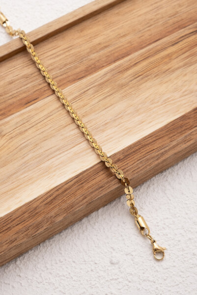 ByFlorya Jewelry Çelik Pul Zincir Bileklik Küçük İç İçe Geçmeli Oval Pullar K...