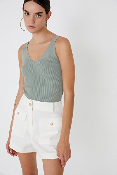 rue Πλεκτό μπάλα με λαιμόκοψη σε χρώμα μέντας