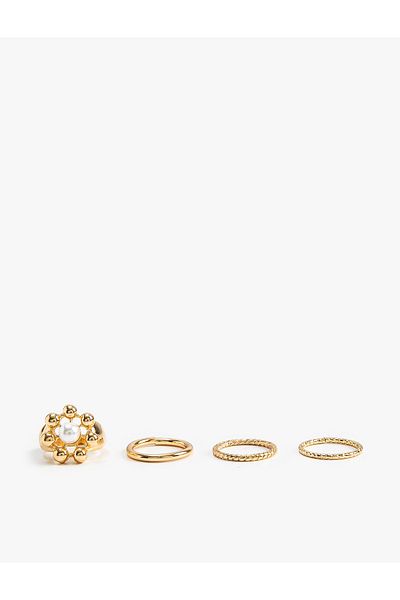 Koton Ring Set of 4 Metal Stones