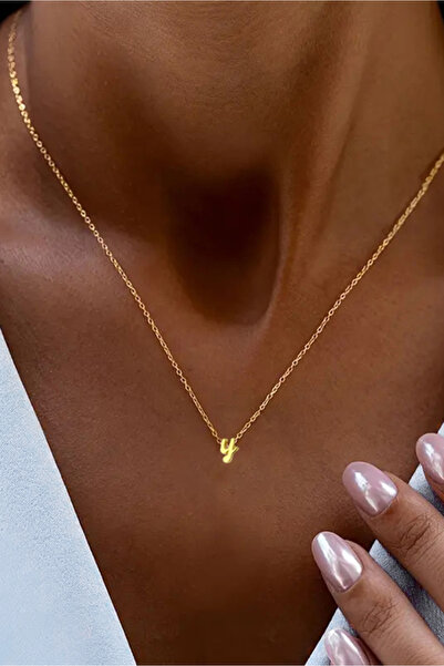 Azuris Silver 925K GÜMÜŞ ÜÇ BOYUTLU MİNİMAL EL YAZISI HARF HARFİ KOLYE Y