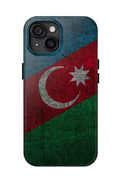 izzytech حافظة هاتف iPhone 14 PRO بعلم أذربيجان - تصميم وطني، طراز شخصي