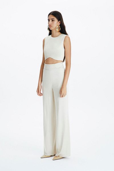 rue Κρεμ Χρώμα Satin Crop Bustier