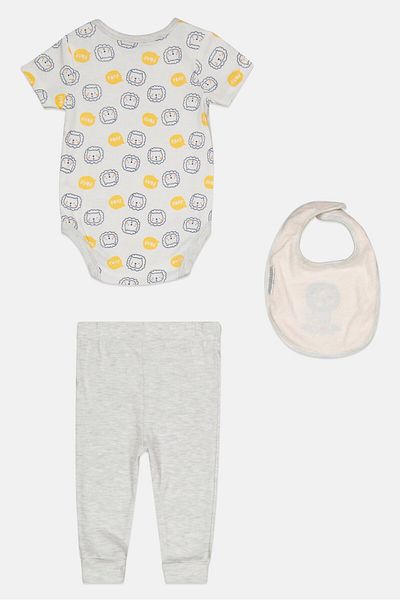 Baby Views Toddler Girls Plain Romper With Pull On Leggings And Bib, White