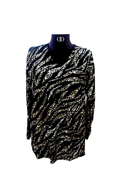 DNC Long Sleeve Combed Cotton Blouse Leopard Pattern Winter