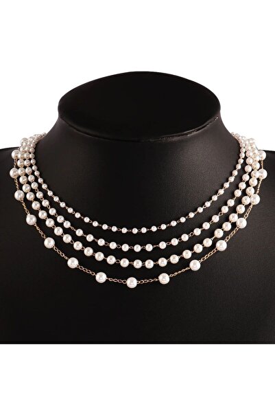 Shiklik MODA قلادة نسائية مكونة من 4 طبقات من اللؤلؤ لتعزيز أناقتك