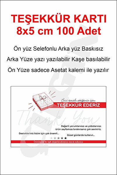 ÜRETİM 100 Adet Beş Yıldızlı Teşekkür Kartı - Hediye Kartı - Paketleme Kartı ...